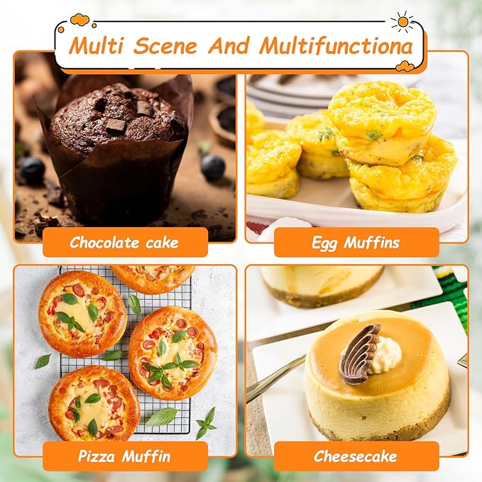 SHENLIU 4 Pcs Silicone Baking Pan Set, Mini Muffin Pan For Baking With Metal Reinforced Frame, Nonstick Loaf, Mini Muffin, Round Pans, Cupcake Baking Pans Molds for Oven, Dishwasher Safe Brownie Pan