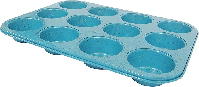 casaWare Ceramic Coated NonStick 12 Cup Muffin Pan (Blue Granite)