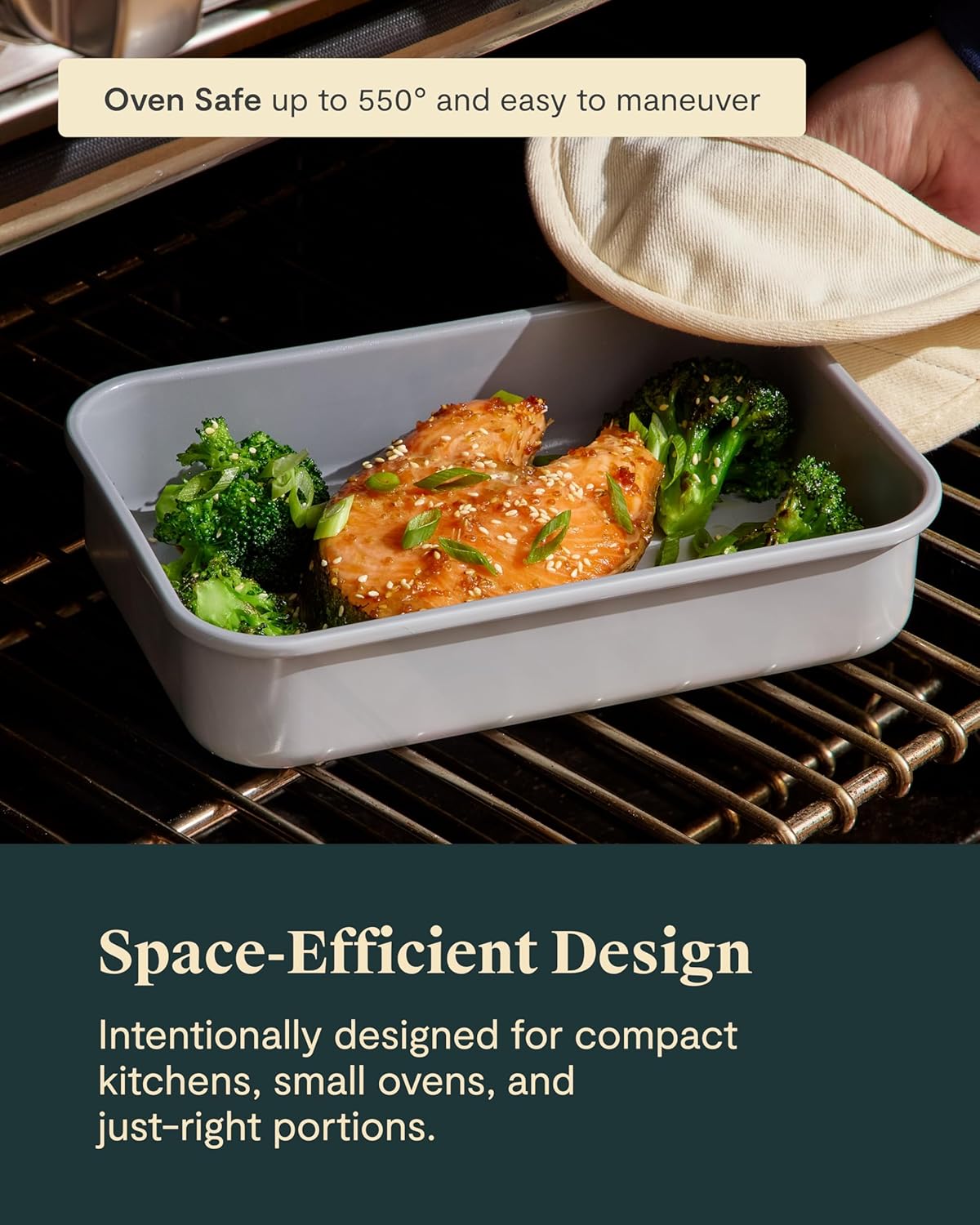 Caraway Nonstick 9” x 6.5” Small Rectangle Baking Pan – Non-Toxic, PTFE & PFOA Free – Aluminized Steel Core – Deep Ceramic Baking Pan for Casseroles, Lasagna & More - Navy