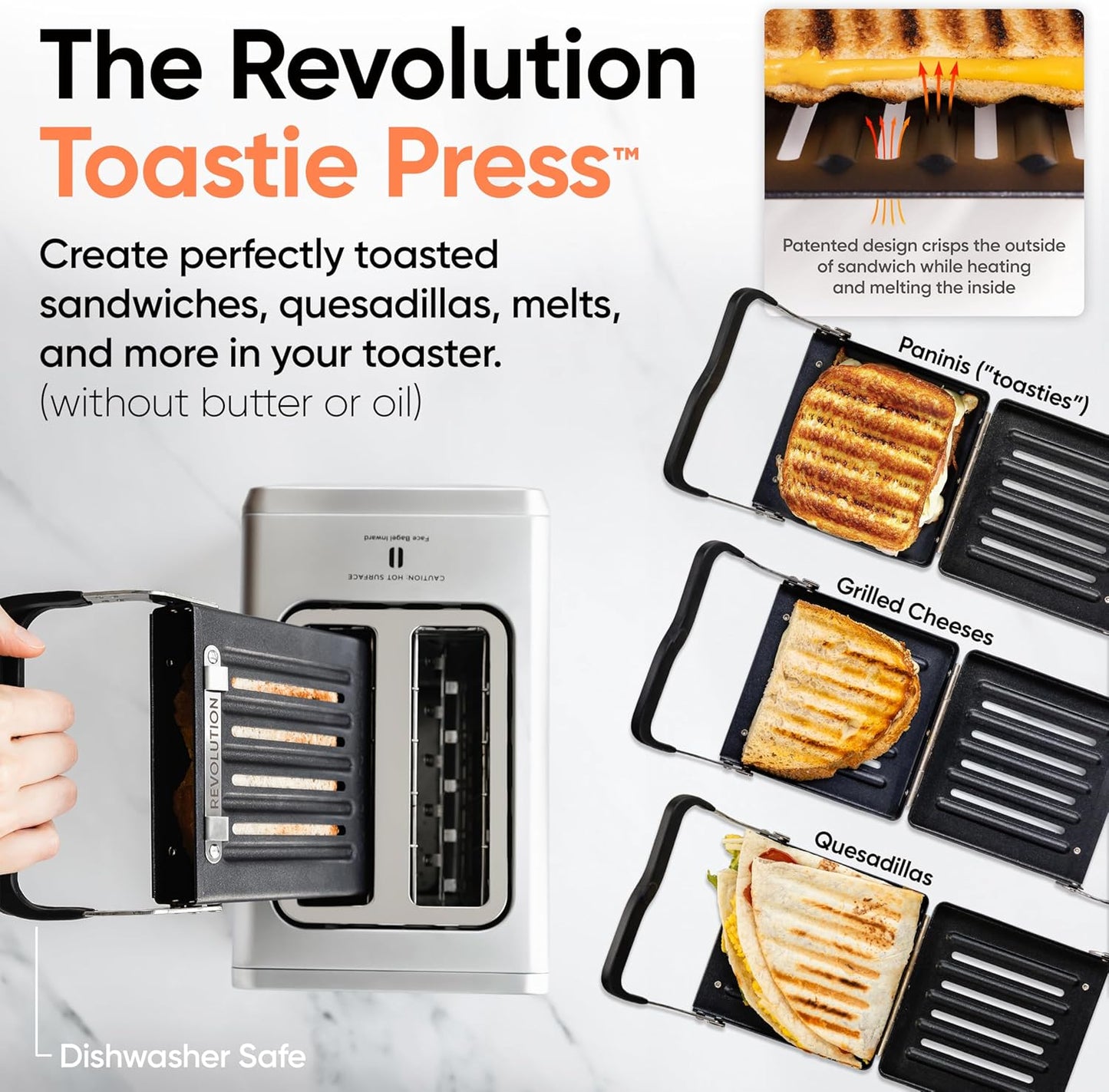 Revolution R180 Connect Smart Toaster Bundle with Toastie Press – Touchscreen, 2-Slice Wide Slot, InstaGLO Tech – Toast Bread, Bagels, Waffles, Muffins, Tortillas, Pastries – Black