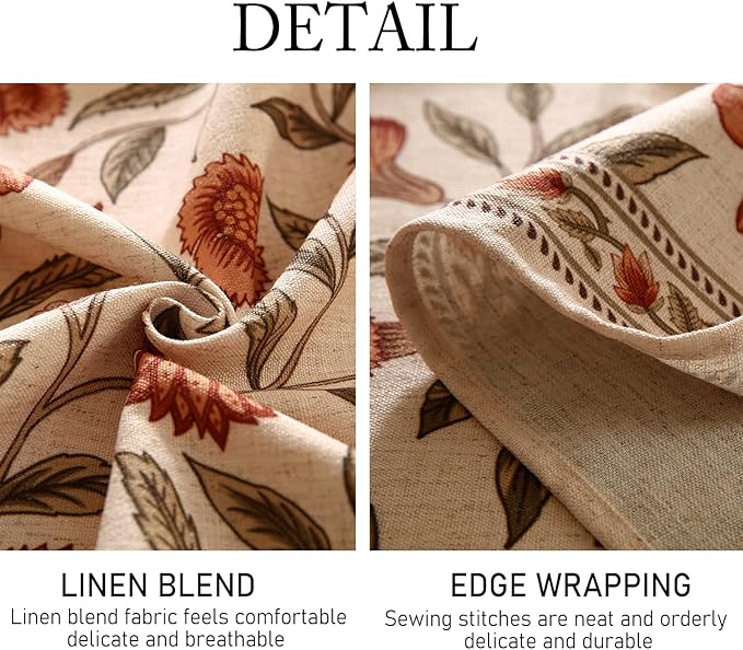 ISAENNE Designer French Table Cloth for Rectangle Table,Linen Orange Floral Pattern Indoor Tablecloth,Wrinkle Resistant Decor Table Cloth for Dining Thanksgiving Kitchen,55"*79"-Alvarado D
