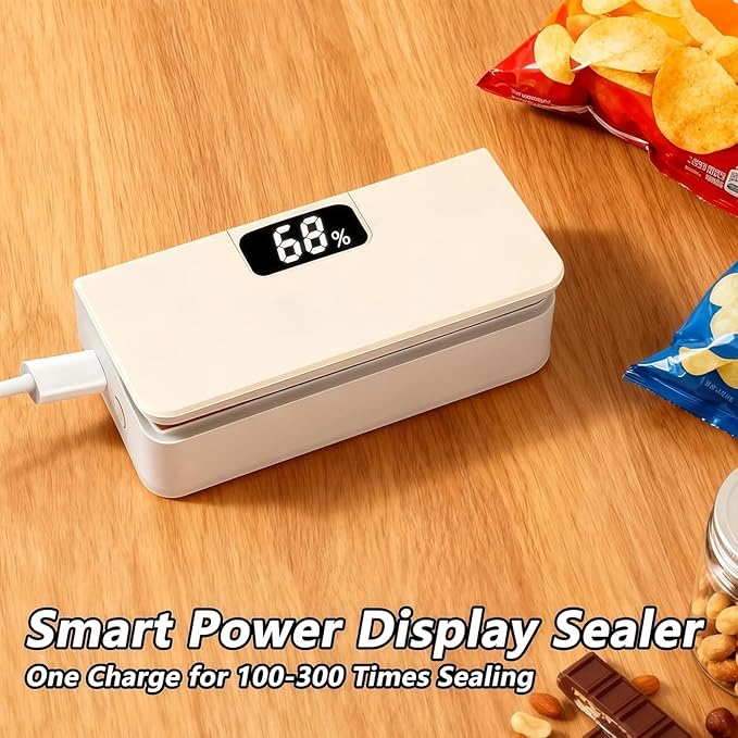2026 New USB-C Rechargeable Mini Bag Sealer, One-Touch, Adjustable and Portable Freshness, 6-Level Adjustable Heat Sealer & Cutter, LED Display, Magnetic Base for Fridge & Kitchen (Mix)