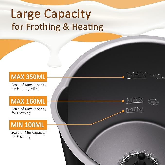 Milk Frother, 4 in 1 Electric Milk Steamer for Coffee with Temperature Display, 11.8oz/350ml Detachable Automatic Milk Warmer and Cold Foam Maker for Coffee, Latte, Cappuccino