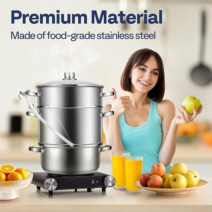 VIVOHOME Stand Mixer with Fermentation, One-Touch Presets, and 6 Qt Bowl, Gray, and VIVOHOME Stainless Steel Juicer Steamer Pot 11 Qt with Tempered Glass Lid