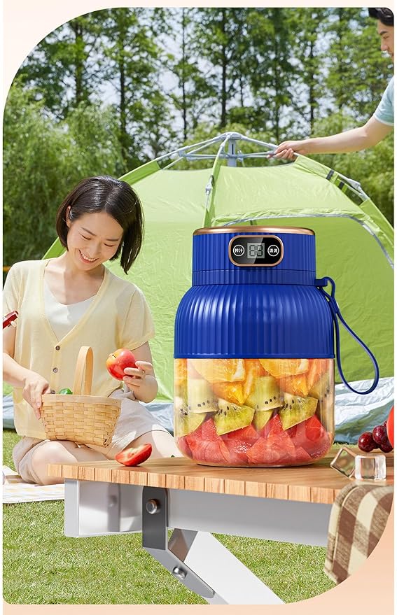Portable Blender,Portable Blender for Shakes and Smoothies, Personal Size High Speed Blender,21oz USB C Rechargeable Blender for Travel/Picnic/Office/Gym/Sport (BLUE WITH CUP LID)