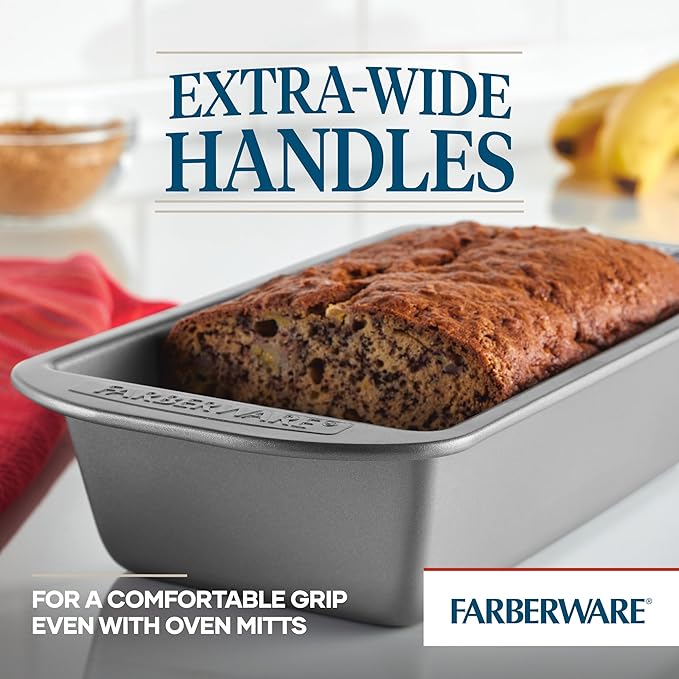 Farberware Nonstick Bakeware 9-Inch x 5-Inch Loaf Pan, Gray