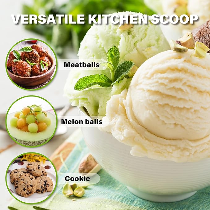 Cookie Scoop 1 Tbsp, TJ POP Professional Stainless Steel Ice Cream Scoop 35 mm, Good Soft Grips, Quick Trigger Release