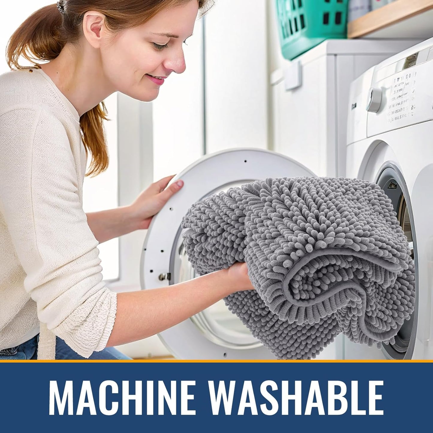 Arotive Bathroom Rugs 70x24, Extra Soft Absorbent Shaggy Chenille Bath Rugs, Machine Washable Rubber Backing Non-Slip Bath Mats for Bathroom Floor Tub and Shower, Home Decor Accessories, Grey