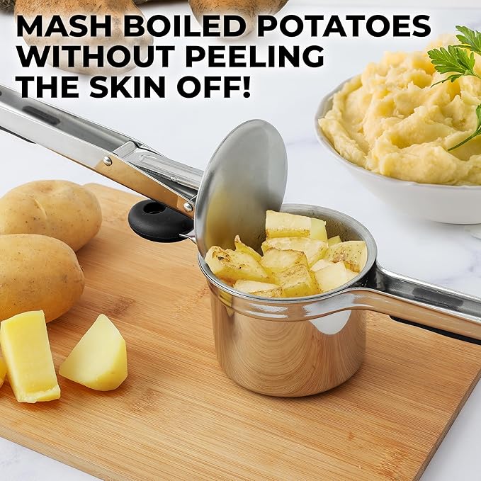 Zulay Kitchen Premium Large 15oz Potato Ricer With 3 Interchangeable Discs, Heavy Duty Professional Stainless Steel Potato Masher and Ricer Kitchen Tool, Press and Mash Kitchen Gadget
