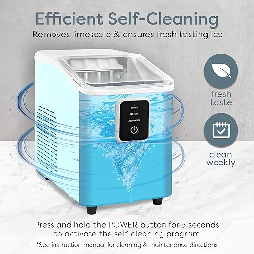 Igloo Portable Ice Maker with Scoop & Basket- Ice Maker with LED Control Panel & 1 Quart Water Tank- Ice Cube Maker Produces 26 Lbs Of Ice In 24 Hours with 8 Large or Small Cubes In 7-8 Minutes - Aqua