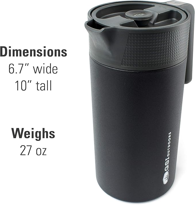GSI Outdoors Glacier Stainless JavaPress, 30oz French Press Coffee Mug for Camping