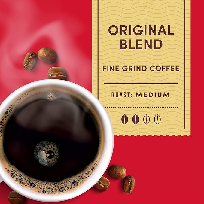 Tim Hortons Original Blend, Medium Roast Ground Coffee, Perfectly Balanced, Always Smooth, Made with 100% Arabica Beans, 12 Ounce (Pack of 6)