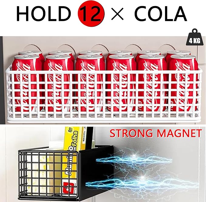 Buyyyit Magnetic Basket Shelf Fridge Bin Holder Laundry Room Organization Home Storage Class Office School