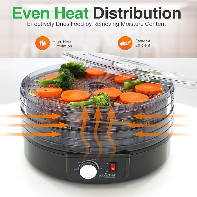 NutriChef AZPKFD14BK Food Dehydrator, Black