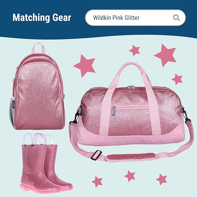 Wildkin Kids Two Compartment Insulated Lunch Bag – Keeps Food Hot or Cold, Easy-Clean Lining, Leak-Resistant & BPA-Free – Boys & Girls, Ideal for School, Travel & Daycare – Pink Glitter