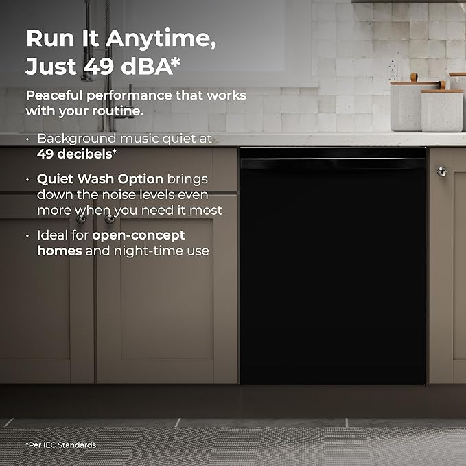 Kenmore 24" Built-In Dishwasher - Quiet Tub with TurboDry, Leak, & SmartWash Soil Detection - 15 Place Settings - 49 DBA - ENERGY STAR Certified - Black