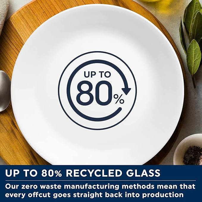 Corelle Dinnerware Set (4pc Set, Ocean Blues)-Set for 4 | Includes 4 x Dinner Plates | 80% Recycled Glass | 3 X More Durable, Half the Space & Weight of Traditional Ceramic