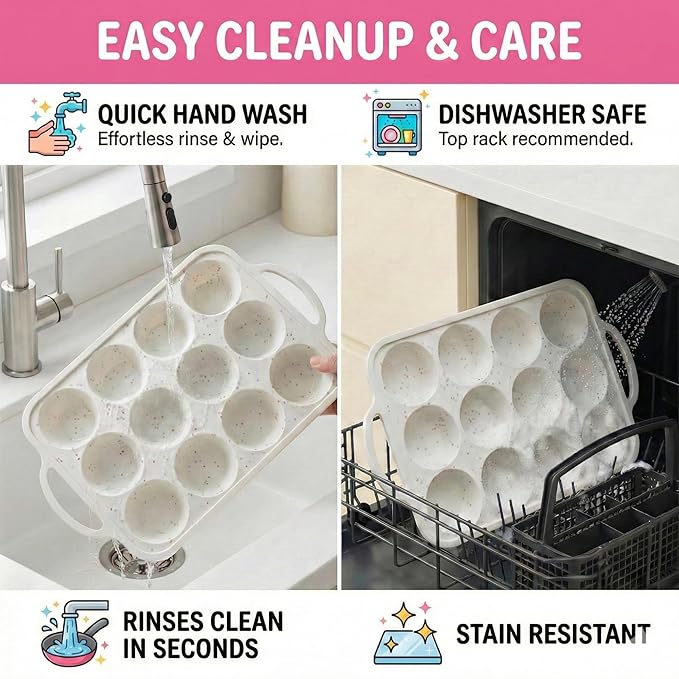 BAKE BOSS 2-Pack Silicone Muffin Pan for Baking with Metal Reinforced Frame -12 Cup Regular Size Cupcake Pan, BPA Free Silicone Muffin Tray - Cupcake Baking Pan Molds for Oven & Dishwasher Safe