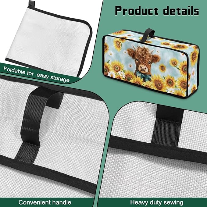 Sunflower Highland Cow Toaster Cover Purple Dust-proof Cover for 2 Slice Slim Toaster Fingerprint Bakeware Protection Fingerprint Bakeware Protection, Wear Resistant