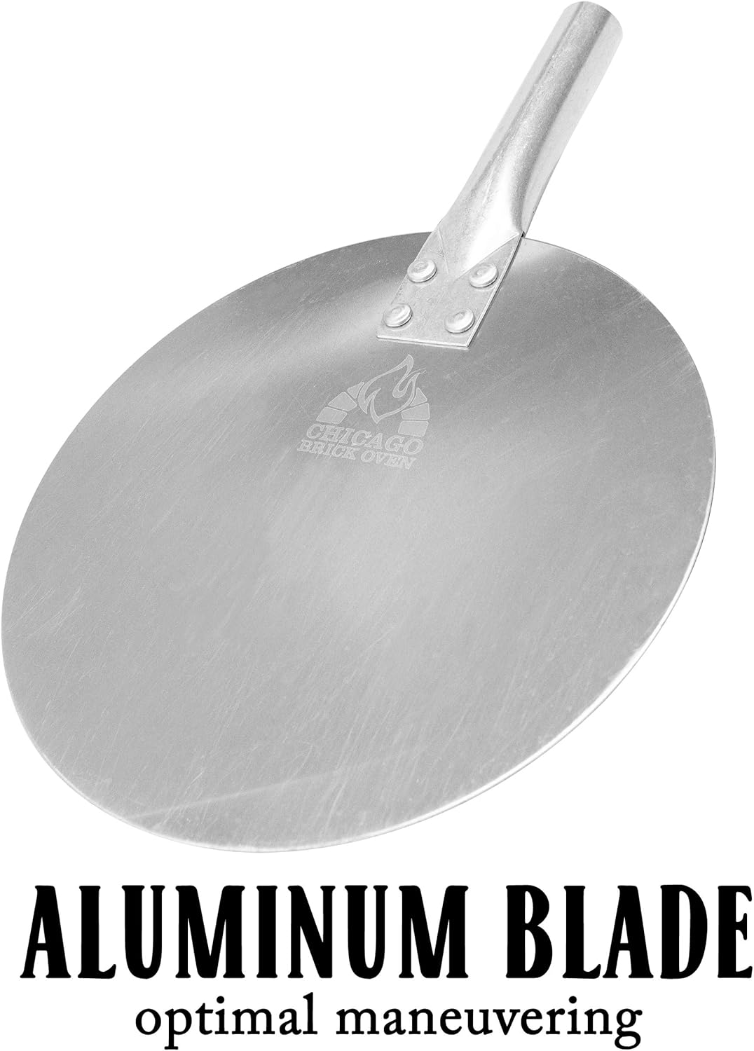 Chicago Brick Oven Pizza Turning Peel PRO - 9" Diameter- 31.5" Detachable Wooden Handle with Leather Strap, Premium Hard Aluminum, Perfect for Professional & Home Use, Ideal Bakeware, Oven Accessory