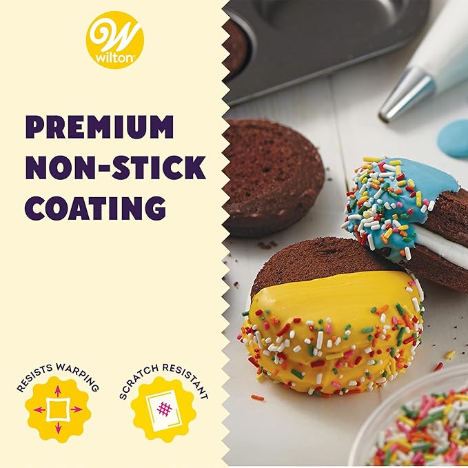 Wilton Gold Non-Stick Muffin Top Pan, Cold-Rolled Steel Bakeware, Made without PFAS, 11 x16 in, Packaging May Vary