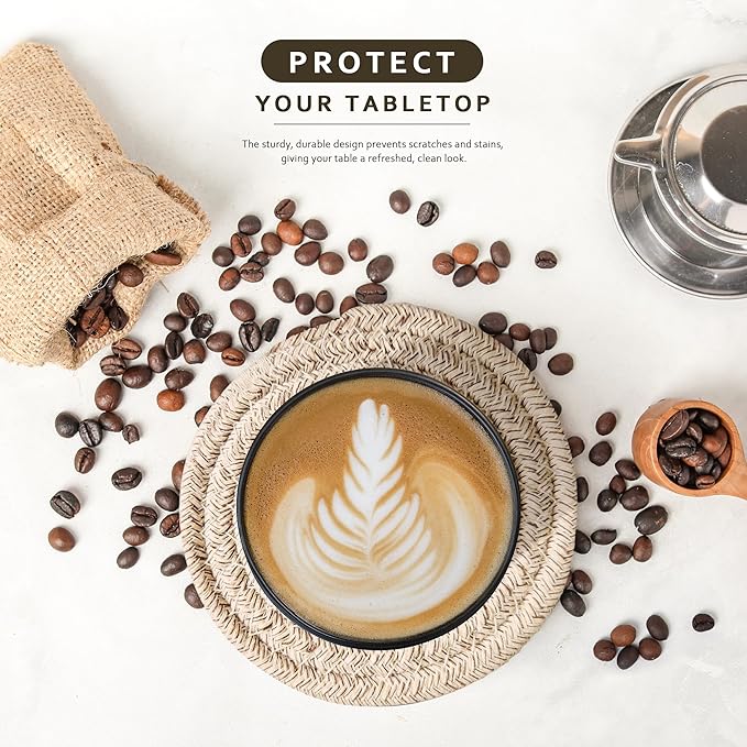 Lazebox Coasters Set of 8 for Drinks, 4 Inch Large Coasters for Coffee Table, Tabletop Protection for Hot & Cold Drinks, Versatile Coasters for Home Decor, Non-Slip & Easy to Clean