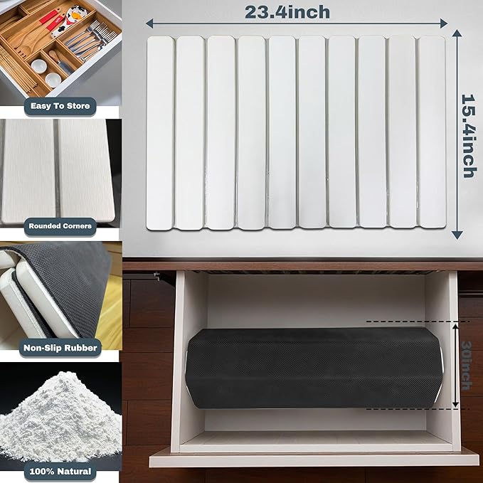 Large Stone Dish Drying Mats for Kitchen Counter , Quick Dry Absorbent Collapsible Dish Drying Mat With Rubber Sole, 23.4”(L)x15.4”(W) Diatomaceous Earth Mats for Dishes Bottles Cups