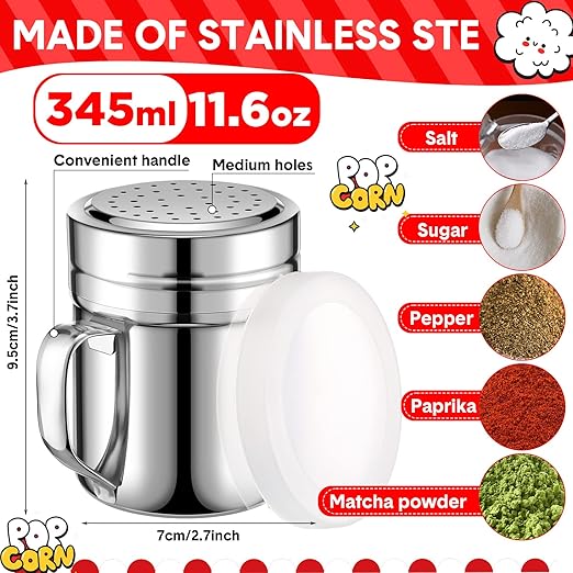 602 Popcorn Machine Supplies Set Sifting Speed Stainless Steel Popcorn Scoop Salt Shaker 600 Pcs 2 Styles 1 oz Bags Seasoning Dredge with Handle for Home Kitchen Theater Movie Tool