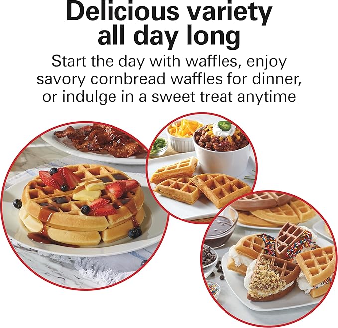 Hamilton Beach Belgian Waffle Maker with PFAS-Free Non-Stick Ceramic-Coated Plates,Browning Control,Indicator Lights,Stainless Steel (26081),(Pack of 2)