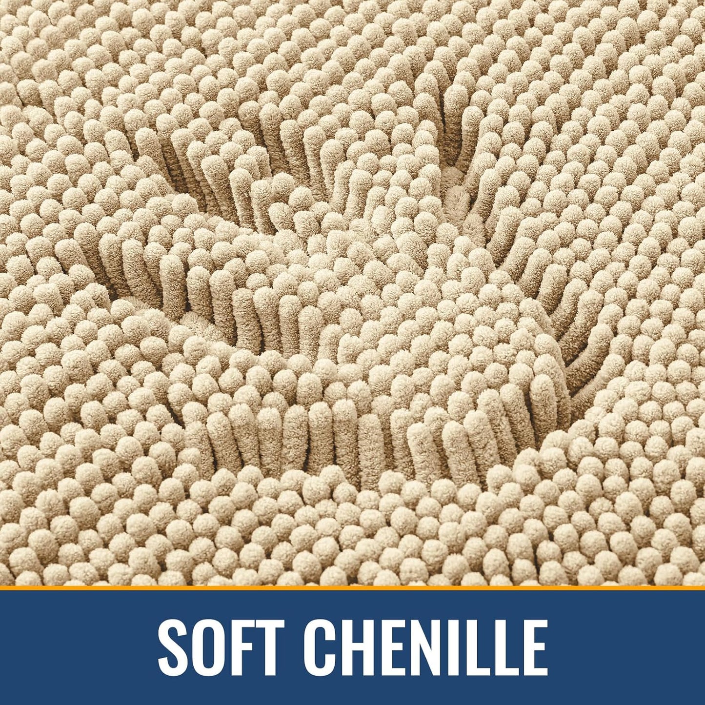 Arotive Bathroom Rugs 47x24, Extra Soft Absorbent Shaggy Chenille Bath Rugs, Machine Washable Rubber Backing Non-Slip Bath Mats for Bathroom Floor Tub and Shower, Home Decor Accessories, Beige
