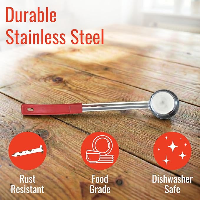 2 Ounce Solid Stainless Steel Portion Control Ladle Spoon for Measuring and Serving; Commercial Grade Serving Scoops [Pack of 12]
