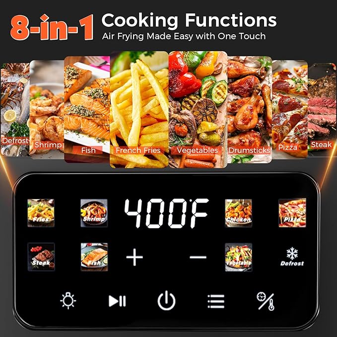 OSTBA 8.5QT Large Air Fryer with Visible Window, 1700W Single Basket Air Fryer, Clear View Nonstick Basket, Digital Touchscreen, 8 Presets, Auto Shutoff, Dishwasher Safe