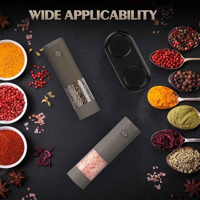 Electric Salt and Pepper Grinder Set Automatic Adjustable Coarseness Pepper Grinder Shakers Set Kitchen Products Anniversary Birthday Ideas Gifts for Men