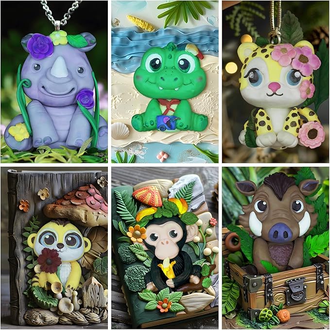 Fondant Molds Safari Animal Cake Topper 6-count Kit Leopard Mongoose Chimpanzee Crocodile Rhinoceros Warthogs