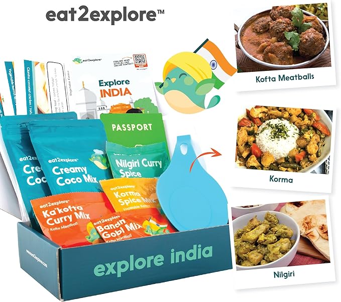 eat2explore Cooking Kits for Kids 15 Pcs – Interactive & Educational Kids Cooking Sets Real for Ages 5 and Up,3 Recipe Cards & Global Ingredients – Perfect for Families and Homeschooling (India)