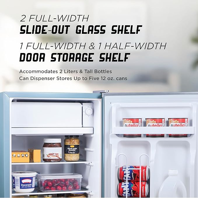 ICEBOX 2.5 Cu. Ft. Compact Refrigerator, ENERGY STAR Certified Small Refrigerator, Single Door Mini Fridge with Chiller Compartment, R600a Refrigerant, IBCR25SLT, Slate Blue