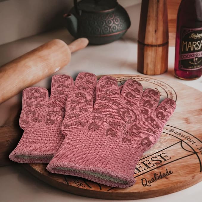 Grill Armor Oven Gloves with Fingers – 932°F Heat, Fire & Cut Resistant Mitts for BBQ, Grill, Cooking, Grilling, Baking, Smoker & Fire Pit
