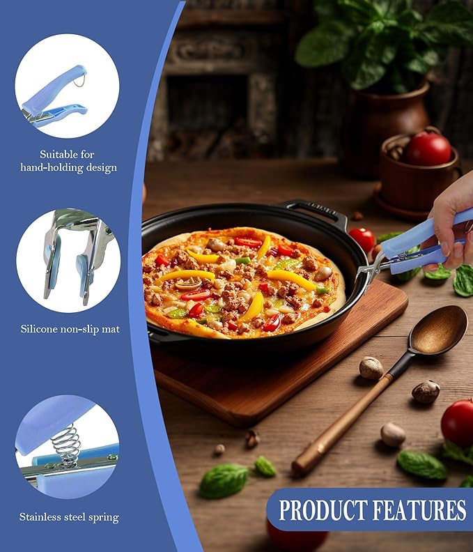 Stainless Steel Anti-Scalding Hot Bowl Dish Plate Gripper Clips Tongs Clamp Holder for Moving Hot Plate or Bowls with Food Out from Instant Pot Microwave Oven (2, Blue，Pink)