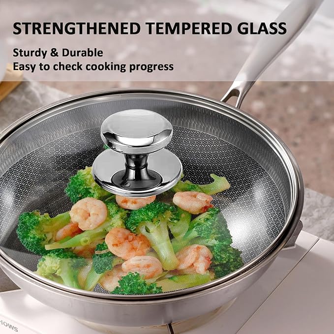 Glass Lid for Pots and Pans, 2 pcs Lids Set Cookware Cover Replacement 20 cm and 26 cm (8 In + 10.25 In)