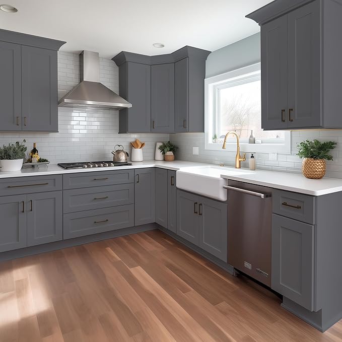 Wall-Mounted Cabinet – Solid Wood Shaker Style Medicine Cabinet with Adjustable Shelves & Soft-Close Doors for Bathroom, Kitchen, and Office Storage (Pebble Gray, 39" W x 12" D x 42" H)