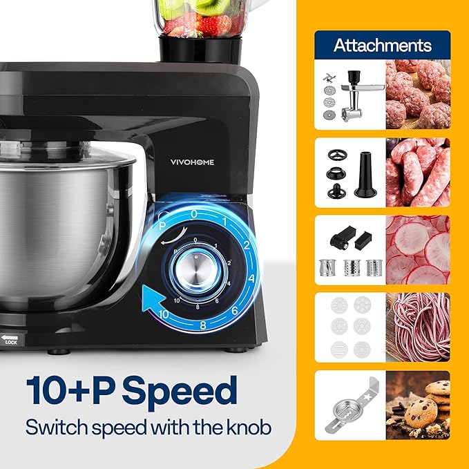 VIVOHOME 6 in 1 Multifunctional Stand Mixer with Nugget Ice Maker Countertop