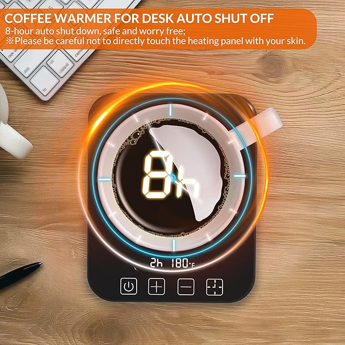 Coffee Mug Warmer,Cup Warmer with 7 Temp Settings,8H Auto Shut Off & 12H Timer,Fast Bottle Warmers for All Bottles,The Ultimate Coffee Warmer Plate for Beverage Lovers (Black)
