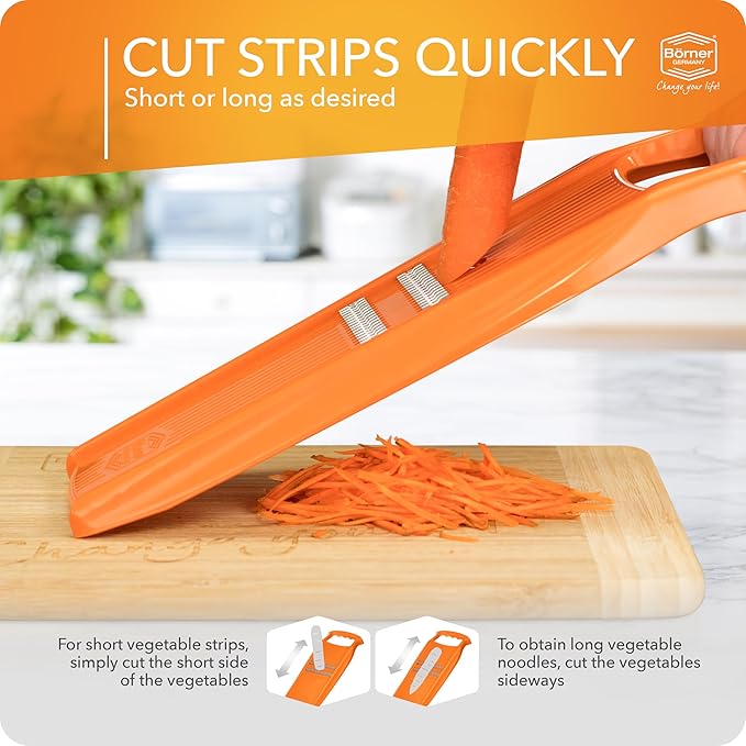 BORNER Roko PowerLine | Vegetable Grater Börner - Quality Made in Germany, Color:Orange