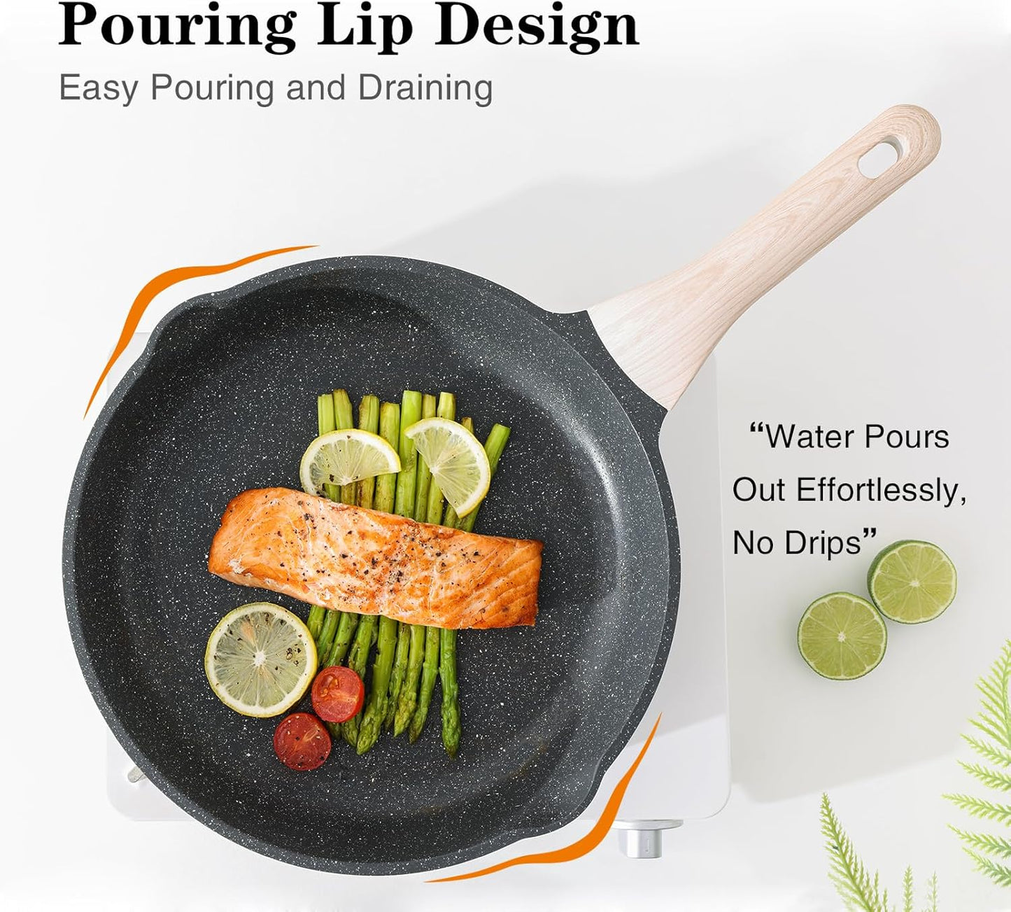 Nonstick Frying Pan, 12.5 Inch Large Skillet, Granite Cooking Pan, Healthy and Non Toxic, Induction Compatible, PFOA Free