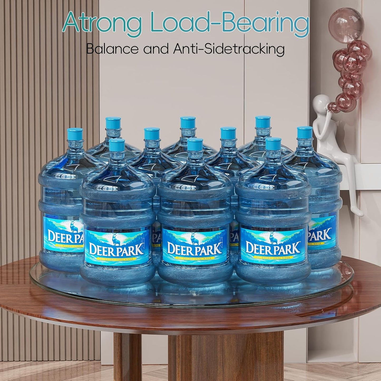 23" Large Lazy Susan for Dining Table Kitchen Glass Turntable with Aluminum Alloy Bearing, Smooth Swivel