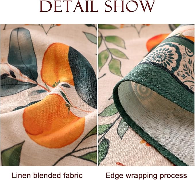 patdrea Designer Linen Round Table Cloth,Vintage Framhouse Oranges and Leaves Pattern Tablecloth,Decor Table Cover for Kitchen Dining Christmas,Thanksgiving,Tea Party,Diameter 67"-Palladin a