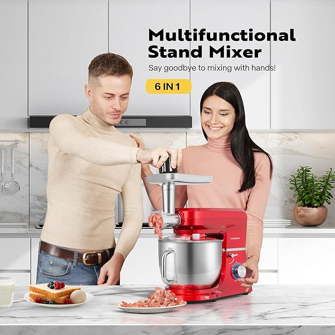 VIVOHOME 4.75 Quart Stand Mixer, 8 Speed Kitchen Electric Food Mixer with VIVOHOME 6 in 1 Multifunctional Stand Mixer with 8.5 Quart Stainless Steel Bowl