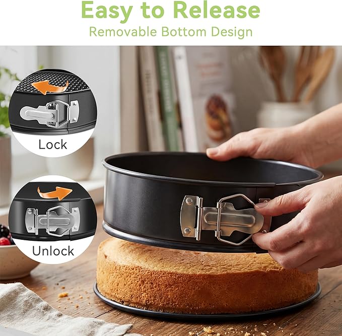 USLAI Springform Pan, 4+7+9 Inch Nonstick Cheesecake Pan with Removable Bottom, Easy to Clean, Ideal for Baking Cakes, Pies and Quiches - Set of 3