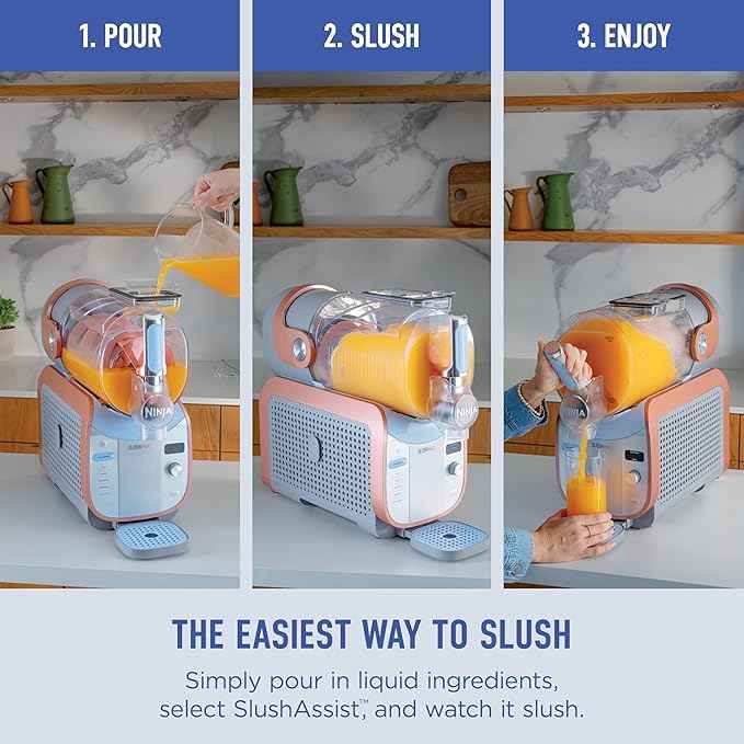 Ninja SLUSHi Max XXL Smart Frozen Drink Maker | Top Performance & Smart Technology, Party-Size 150oz Capacity, No Ice Needed, 6 Programs, Ideal Temp & Texture up to 12 hours | Peach FS605