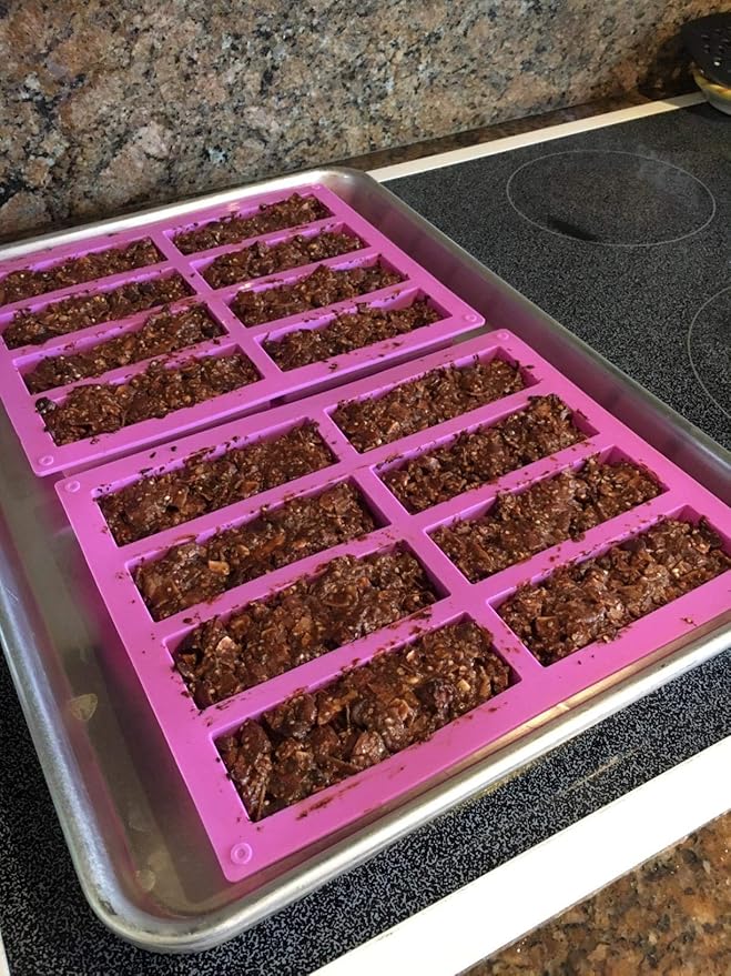 Palksky (2 Pcs) 8 Cavity Rectangle Granola Bar Silicone Mold/Nutrition/Cereal Bar Molds Energy Bar Maker for Chocolate Truffles Ganache Bread Brownie Cornbread Cheesecake Pudding Butter Mould